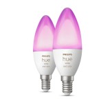 Philips Hue White and Color Ambiance E14 LED gyertya dupla csomag, 2xE14, 4W, 470lm, RGBW 2000-6500K, 8719514356719
