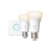Philips Hue White E27 LED kezdőcsomag, 2xE27, 9,5W, 1055lm, 2700K melegfehér + Bridge, 8719514289116