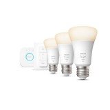 Philips Hue White E27 LED kezdőcsomag, 3xE27, 9,5W, 1055lm, 2700K melegfehér + Bridge + DimSwitch, 8719514289130
