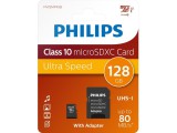 Philips Micro SDXC Memóriakártya128GB Class 10 UHS-I U1 Adapter