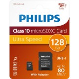 Philips PH666998 128GB, microSDXC, Class10 UHS-I U1 fekete memóriakártya adapterrel