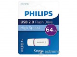 Philips USB 2.0 64GB Snow Edition pendrive, fehér/lila