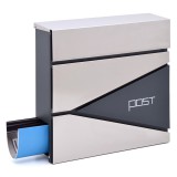 Picco – Fabio Inox postaláda újságtartóval – rozsdamentes acél kültéri levélszekrény