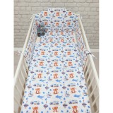 Pihe-Tex Ágynemű Pamut 3 részes 90x140 40x50cm Búgócsigás maci - kék 686