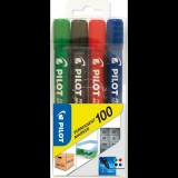 PILOT Alkoholos marker, 1 mm, kúpos, "Permanent Marker 100", 4 szín (SCA-100-S4) (SCA-100-S4)