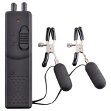 PipeDream Fetish - rezgő mellbimbó csipesz (fekete)