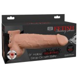 PipeDream Fetish Strap-On 9 - felcsatolható, üreges, spriccelő dildó (natúr)