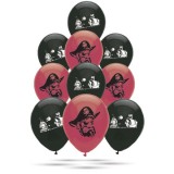 Piros-fekete kalózos party lufi 10db-os kiszerelésben