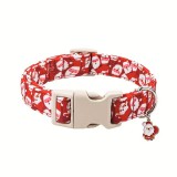 Piros Karácsonyi Kutyanyakörv Mikulás, Rénszarvas és Hóember Mintával