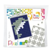 PIXELHOBBY Pixel kulcstartókészítő szett 1 kulcstartó alaplappal, 3 színnel, delfin