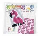 PIXELHOBBY Pixel kulcstartókészítő szett 1 kulcstartó alaplappal, 3 színnel, flamingó