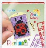 PIXELHOBBY Pixel kulcstartókészítő szett 1 kulcstartó alaplappal, 3 színnel, katica