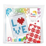 PIXELHOBBY Pixel kulcstartókészítő szett 1 kulcstartó alaplappal, 3 színnel, Love