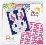 PIXELHOBBY Pixel kulcstartókészítő szett 1 kulcstartó alaplappal, 3 színnel, nyuszi