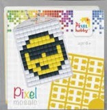 PIXELHOBBY Pixel kulcstartókészítő szett 1 kulcstartó alaplappal, 3 színnel, smiley, emoji