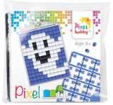 PIXELHOBBY Pixel kulcstartókészítő szett 1 kulcstartó alaplappal, 3 színnel, szellem, Halloween
