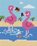 PIXELHOBBY Pixel szett 1 normál alaplappal, színekkel, flamingók (801341)