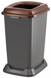 Planet Szelektív hulladékgyűjtő konténer, műanyag, nyitott fedeles, barna, 50L