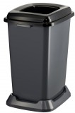 Planet Szelektív hulladékgyűjtő konténer, műanyag, nyitott fedeles, fekete, 50L