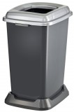 Planet Szelektív hulladékgyűjtő konténer, műanyag, nyitott fedeles, fém színű, 50L