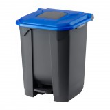 Planet Szelektív hulladékgyűjtő konténer, műanyag, pedálos, antracit, kék, 50L