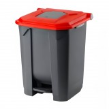 Planet Szelektív hulladékgyűjtő konténer, műanyag, pedálos, antracit, piros, 50L