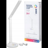 PLATINET Asztali lámpa RGB, 12W, USB-A és USB-C töltő portal, 6000K, 500 Lumen, fehér (45937)