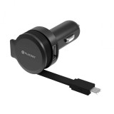 Platinet PLCRSM Car Charger Rolling Cable 2,4A microUSB Black PLCRRCC
