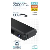 Platinet Power Bank 65W PD QC  2x USB-C LED kijelző [20000mAh] Fekete