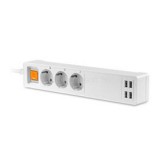 Platinet túlfeszültségvédő okoselosztó időzítő funkcióval, 3 SCH+4 USB, 3680W/16A, Google Home+Amazon Alexa, Android+IOS (PSHS16AW)