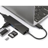 Platinet USB HUB 3.0, 5in1 USB-C dokkoló, 3x USB 3.0, microSD/SD READER BLACK (PMMA9846)