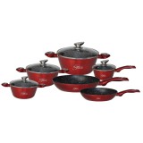 Platinum Collection 10 részes márvány bevonatú alumínium edénykészlet, fényes piros