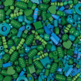 PlayBox: Fa fűzhető gyöngyök kék és zöld színekben vegyesen 250g-os szett