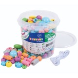 PlayBox: Pasztell fa gyöngy szett 250 gr vegye formában és méretben