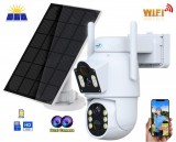 PNI Vezeték nélküli Napelemes Wifi kamera, Android iPhone Wifi kültéri megfigyelő kamera MIP792-4MP DUAL-CAM iCSee