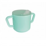 Pohár két füles, szívószál segéd fedővel csontszínű