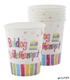. Pohár, papír, 2,5 dl, "Boldog születésnapot"