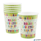 . Pohár, papír, 2,5 dl, "Boldog születésnapot", zászlós