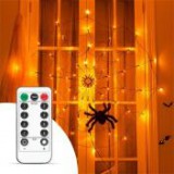 Pókháló fényfüggöny pókkal,  60 db led, usb - Family Halloween, 58150