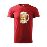 Póló Dont worry, beer happy mintával - Piros XL méretben