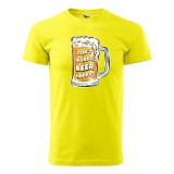 Póló Dont worry, beer happy mintával - Sárga XL méretben