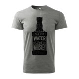 Póló Save water drink whiskey mintával - Szürke S méretben