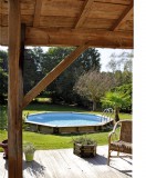 POOLHAMMER fából készült medence átmérő 444 cm és 131 cm magas, kerti medence