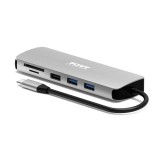 Port Designs 9-in-1 USB-C 1× 4K Docking Station Aluminium Design 85W PD Silver 900164
