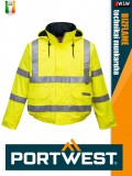 Portwest BIZFLAME YELLOW technikai antisztatikus és saválló bélelt vízálló kabát - munkaruha