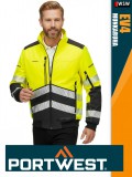 Portwest EV4 YELLOW prémium softshell láthatósági bomber munkakabát - munkaruha