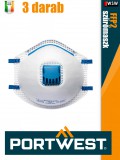 Portwest FFP2 prémium légzésvédő maszk 3 db/doboz - egyéni védőeszköz
