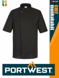 Portwest HORECA BLACK SURREY rövidujjú séfkabát - munkaruha