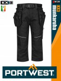 Portwest KX3 BLACK prémium technikai lengőzsebes slimfit stretch rövidnadrág - munkaruha
