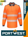 Portwest PW3 ORANGENAVY jólláthatósági hosszúujjú galléros póló - munkaruha